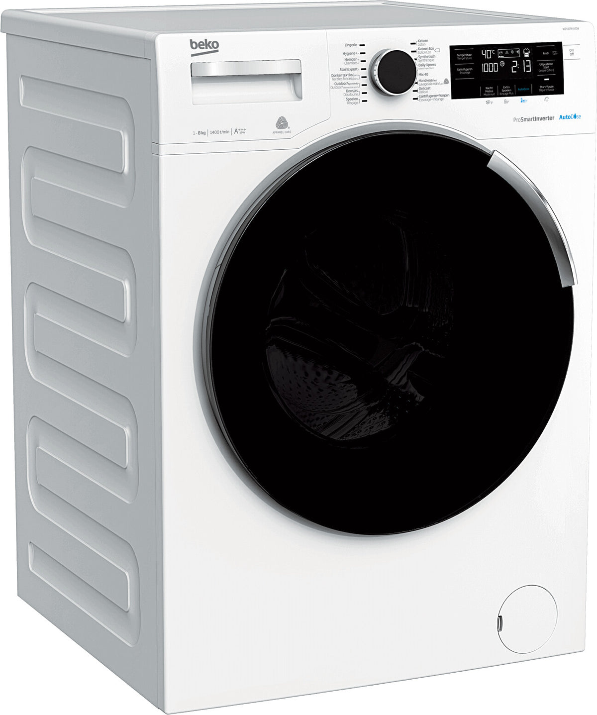 Beko WTV8744XDW wasmachine Voorlader 8 kg 1400 RPM Zwart, Wit