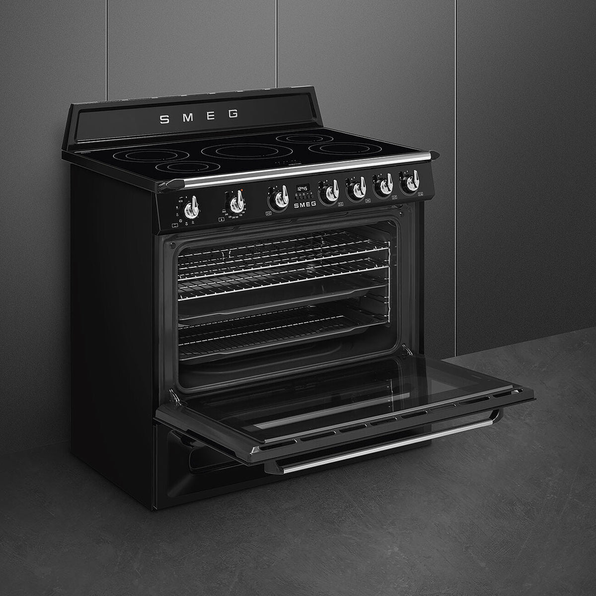 Smeg TR90IBL9 fornuis Vrijstaand fornuis Electrisch Inductiekookplaat zones Zwart