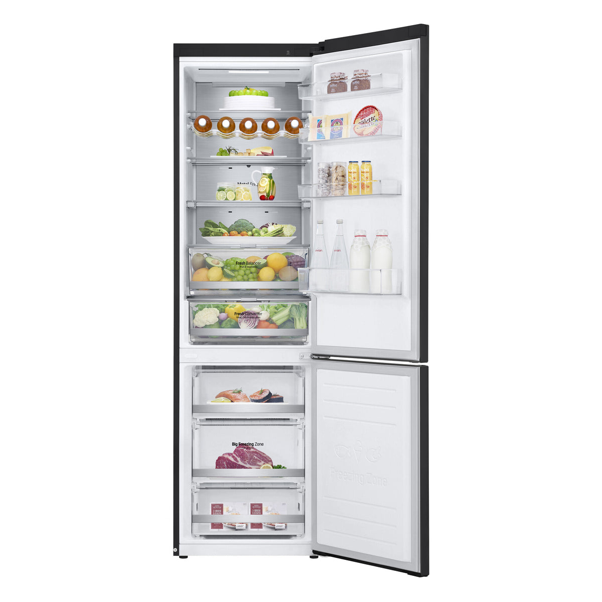 LG GBB72MCUGN koel-vriescombinatie Vrijstaand 384 l Zwart