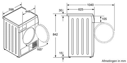 Bosch WTE84103NL wasdroger Vrijstaand Voorlader 7 kg Wit