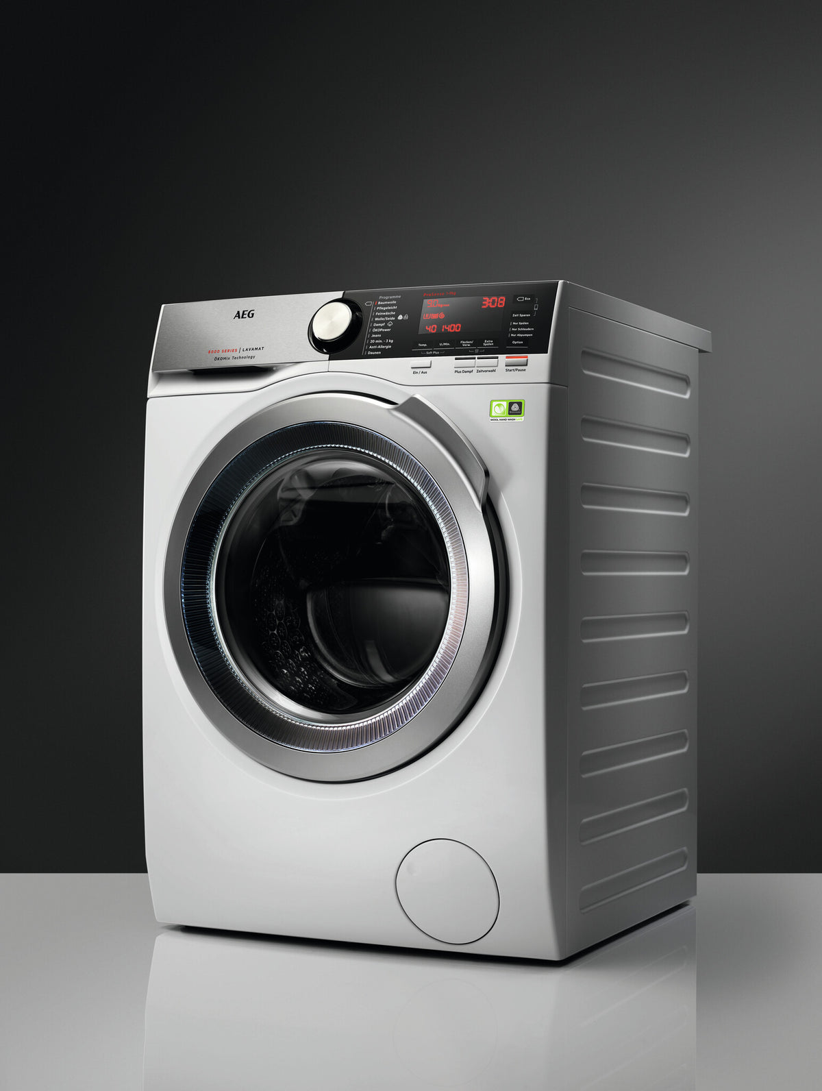 AEG L8FE96CS wasmachine Voorlader 9 kg 1600 RPM Roestvrijstaal, Wit