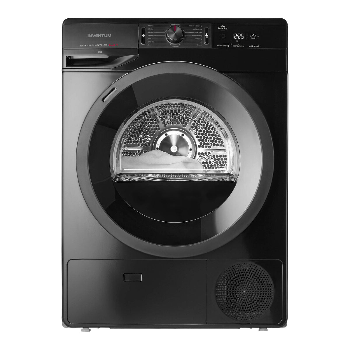 Inventum VDW9001B wasdroger Vrijstaand Voorlader 9 kg Zwart