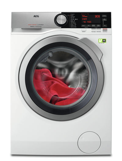 AEG L8FE96CS wasmachine Voorlader 9 kg 1600 RPM Roestvrijstaal, Wit