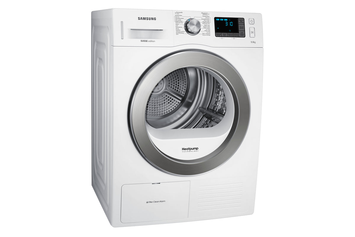 Samsung DV90F5E6HGW wasdroger Vrijstaand Voorlader 9 kg Chroom, Wit