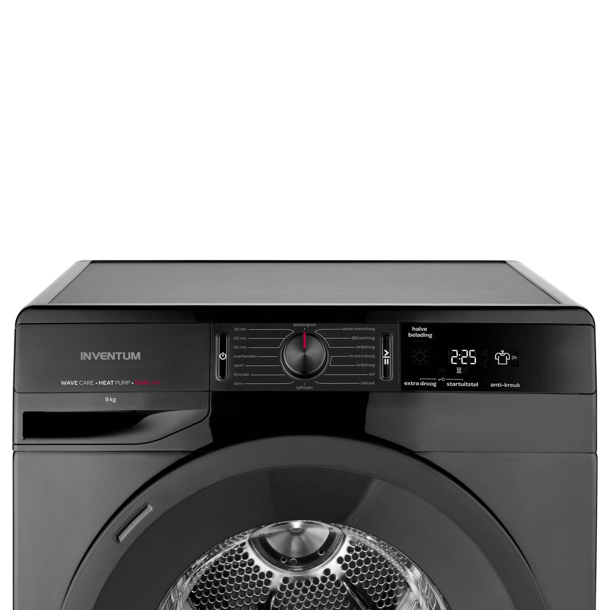 Inventum VDW9001B wasdroger Vrijstaand Voorlader 9 kg Zwart