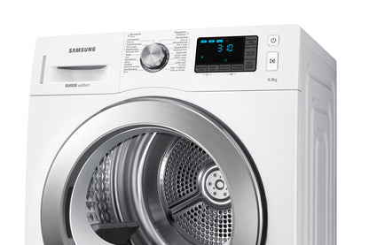 Samsung DV90F5E6HGW wasdroger Vrijstaand Voorlader 9 kg Chroom, Wit
