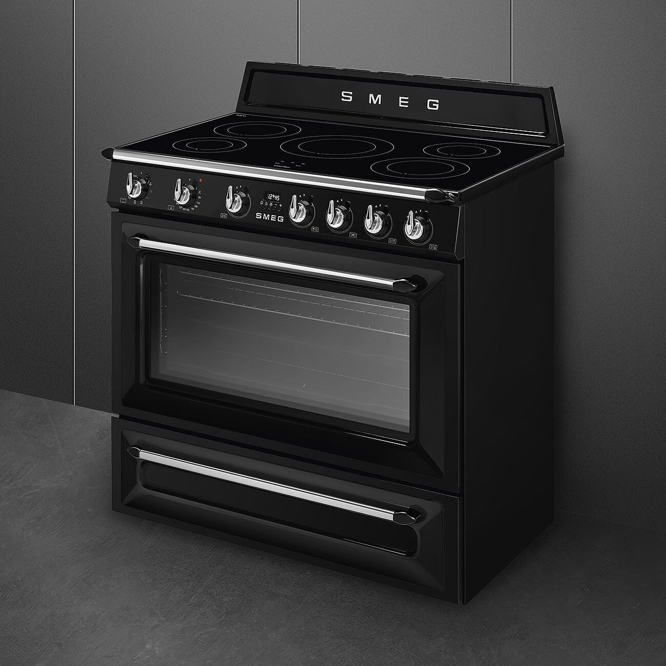 Smeg TR90IBL9 fornuis Vrijstaand fornuis Electrisch Inductiekookplaat zones Zwart