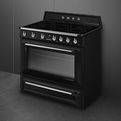 Smeg TR90IBL9 fornuis Vrijstaand fornuis Electrisch Inductiekookplaat zones Zwart