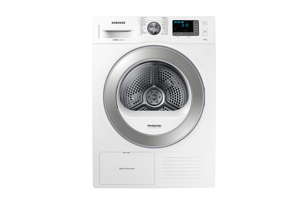 Samsung DV90F5E6HGW wasdroger Vrijstaand Voorlader 9 kg Chroom, Wit