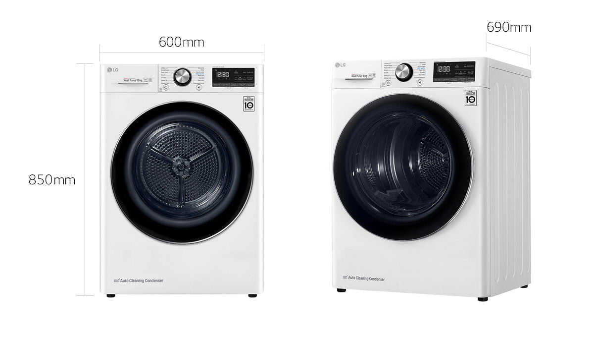 LG RC80V9AV4Q wasdroger Vrijstaand Voorlader 8 kg Wit