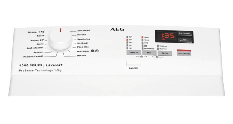 AEG L6TBN62K wasmachine Bovenlader 6 kg 1200 RPM Wit