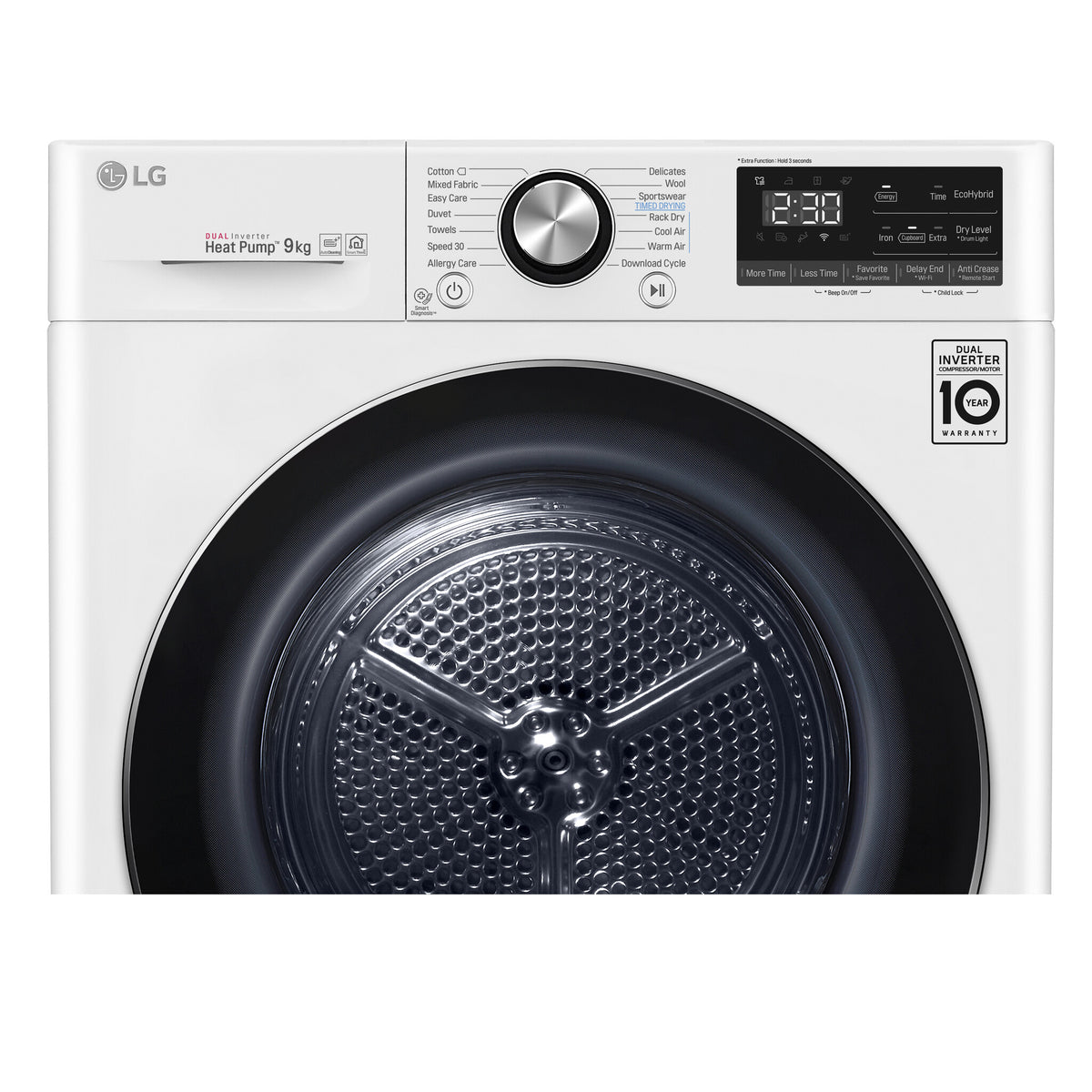LG RC90V9AV2W wasdroger Vrijstaand Voorlader 9 kg Wit