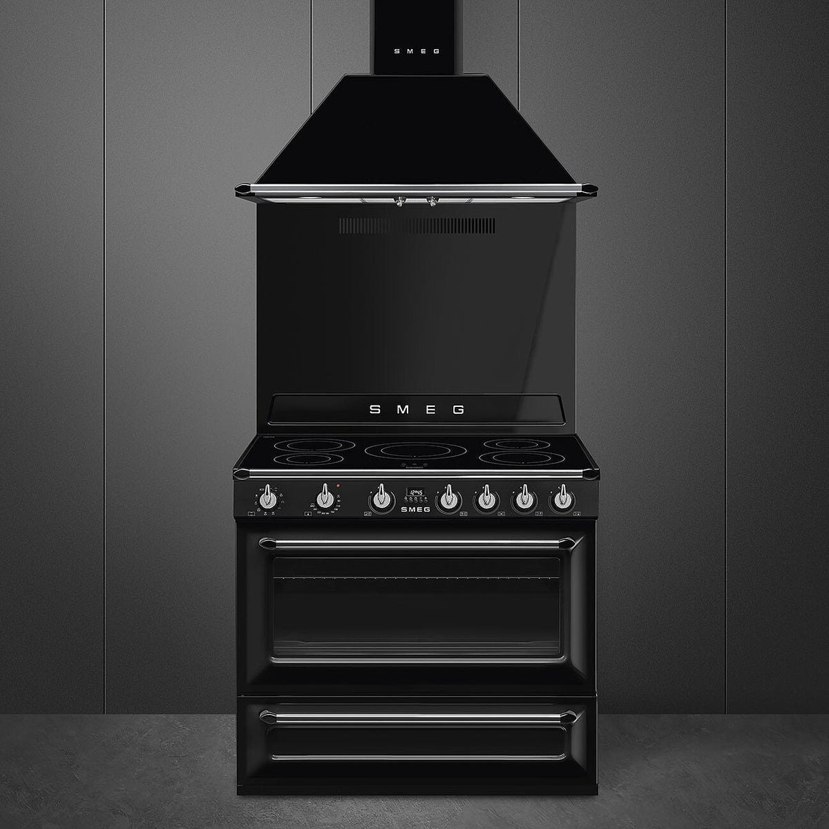 Smeg TR90IBL9 fornuis Vrijstaand fornuis Electrisch Inductiekookplaat zones Zwart