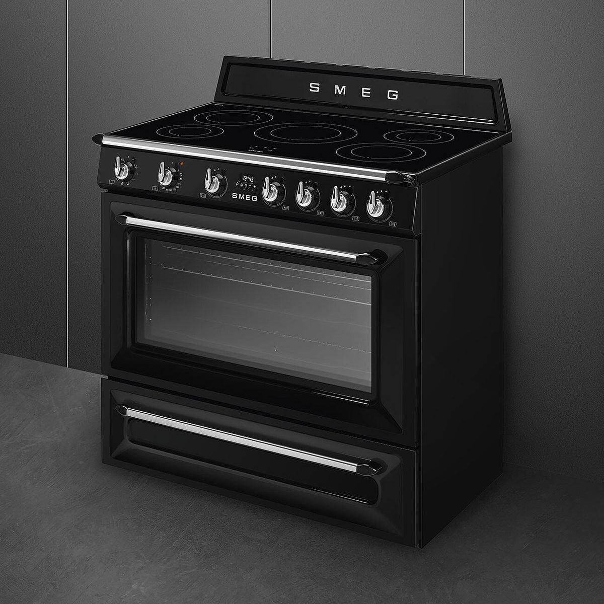 Smeg TR90IBL9 fornuis Vrijstaand fornuis Electrisch Inductiekookplaat zones Zwart