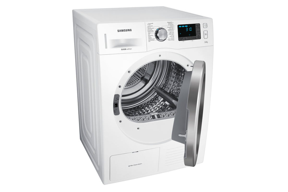 Samsung DV90F5E6HGW wasdroger Vrijstaand Voorlader 9 kg Chroom, Wit